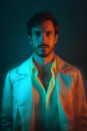 Portrait of a handsome stylish man. Men's beauty, fashion.の素材
