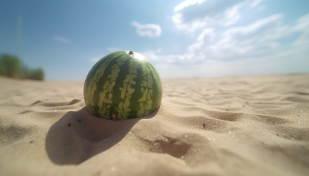 Watermelon on the sand in the desert. Selective focus.の素材