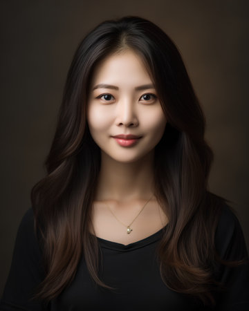 Portrait of beautiful young asian woman with long healthy hair.の素材