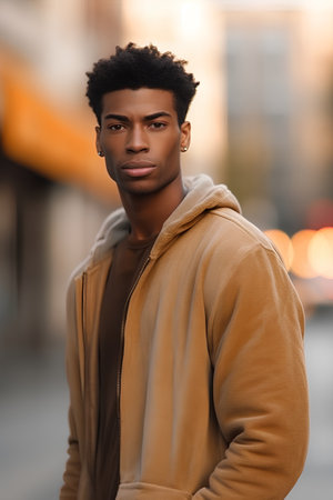 Portrait of a handsome african american man in urban backgroundの素材