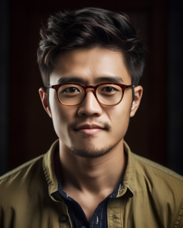 Portrait of a handsome young asian man with eyeglassesの素材