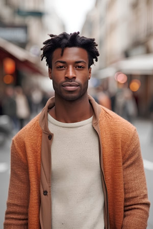 Portrait of a handsome african american man in the cityの素材