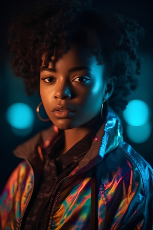 Portrait of beautiful young african american woman with afro hairstyleの素材