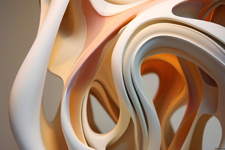abstract background with smooth wavy lines in orange and white colorsの素材