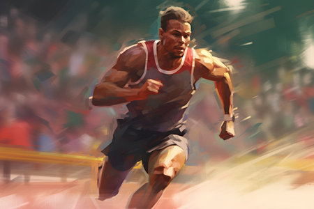 Running man in motion. Illustration of a runner in action.の素材