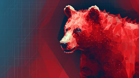 Polygonal bear. Low poly illustration of a wild animal.の素材