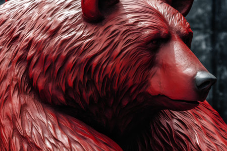 Grizzly bear head with red fur. 3d renderingの素材