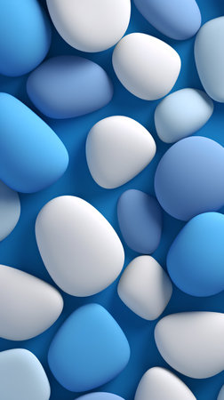 Seamless background with blue and white stones. 3d renderingの素材