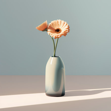 Vase with gerbera flowers. Minimal style. 3D renderの素材