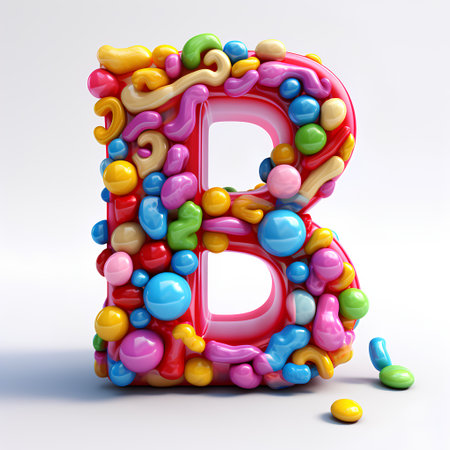 Alphabet letter B filled with colorful candies. 3D renderingの素材