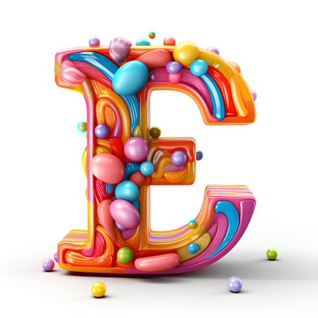 Letter Erated with jelly beans and candies. 3D renderingの素材