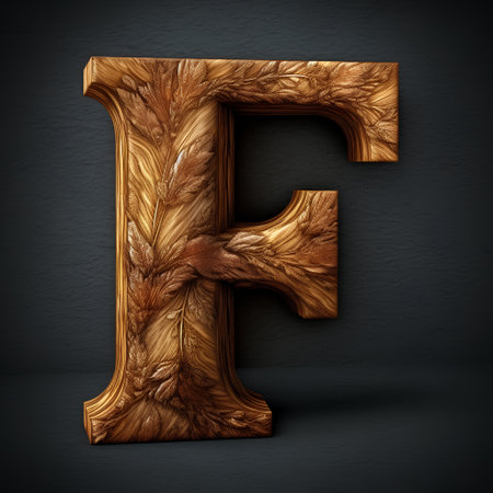 Wooden letter on black wall. 3D illustration. Vintage style.の素材
