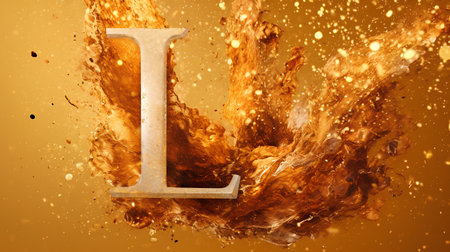 3d illustration of the letter L in the form of a splash of water.の素材