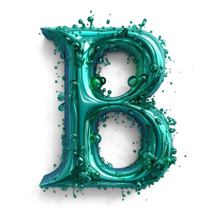 Alphabet letter B in green liquid with bubbles, isolated on white background. 3d renderingの素材