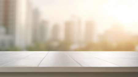 Table Top And Blur Building Of The Background, For Your Designの素材