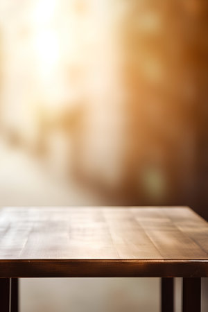 Table Top And Blur Building Of The Background, Mock Up Templateの素材