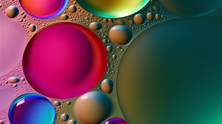 abstract colorful background with oil drops on water surface, computer generatedの素材