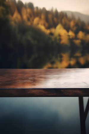 Table Top And Blur Nature of the Background. Mock Up Templateの素材