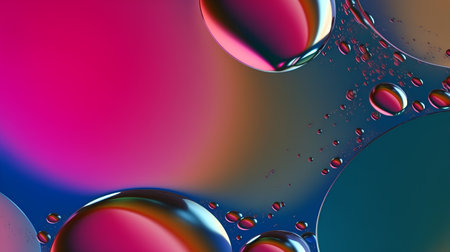 abstract colorful background with oil drops on water surface in rainbow colorsの素材