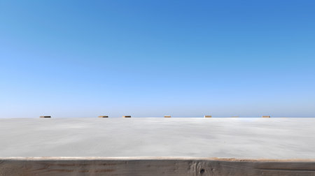 Empty wooden table with blue sky background. For display or montage your productsの素材