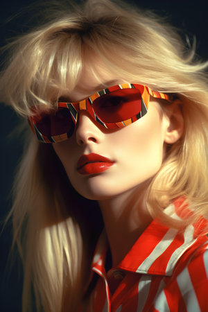 Fashion portrait of beautiful blonde girl in sunglasses. Beauty, fashion.の素材