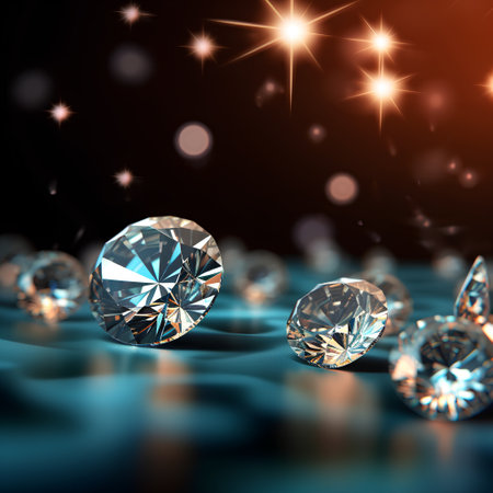 Diamonds on a dark background. 3d rendering, 3d illustration.の素材