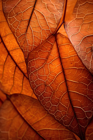 close up of orange autumn leaf texture for background. nature concept.の素材