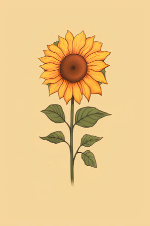 Sunflower. Hand drawn vector illustration. Isolated on white background.の素材