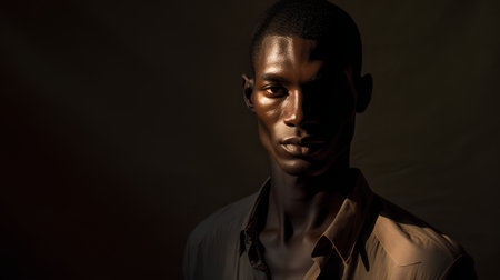 Portrait of a handsome african american man on dark backgroundの素材