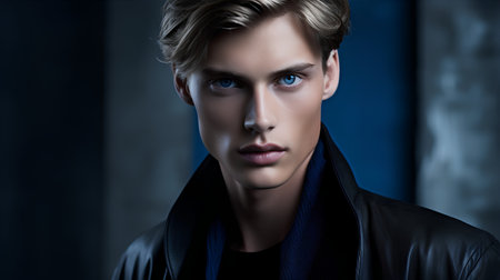 Portrait of a handsome young man. Men's beauty, fashion.の素材
