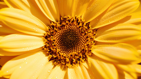 Close up of yellow gerbera daisy flower with water dropsの素材