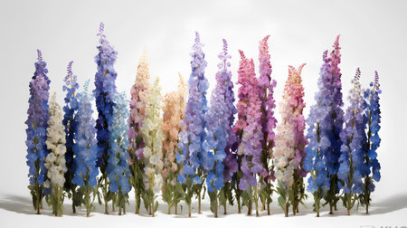 Multicolored hyacinths on white background. 3d illustrationの素材