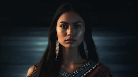 Beautiful young woman in indian dress. 3d rendering.の素材