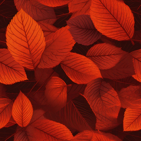 Autumn leaves seamless pattern. Fall background with red leaves. Vector illustration.の素材