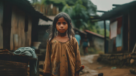 A girl in the village of Lao Cai in Vietnam.の素材