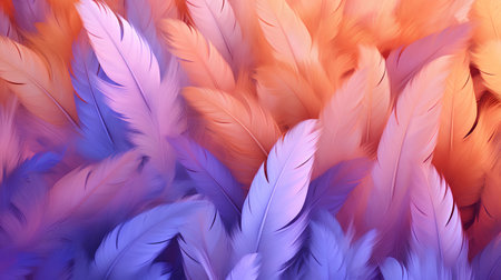 Beautiful feathers background. Colorful feathers texture. Vector illustration.の素材