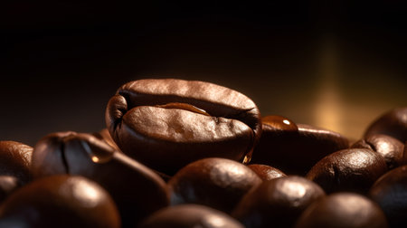 Coffee beans on a dark background. Close-up.の素材