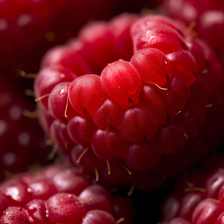 Macro shot of fresh raspberries. Selective focus.の素材