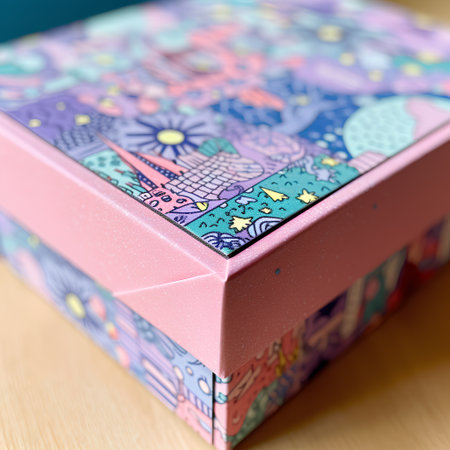 Gift box on wooden background, close-up, selective focusの素材