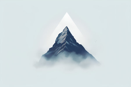 Mountain silhouette. Vector illustration of a mountain in the sky.の素材