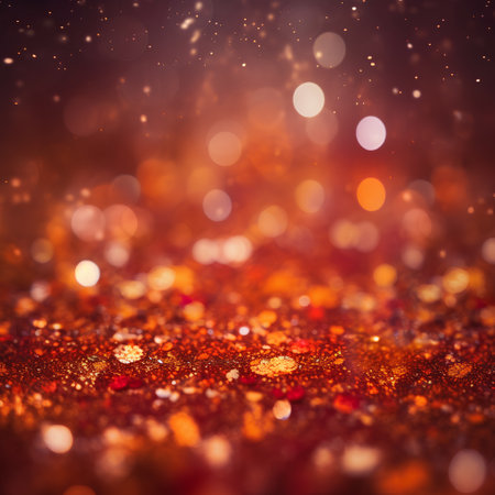 glitter vintage lights background. gold and red. de-focusedの素材