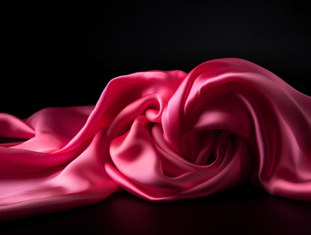 pink satin fabric on a black background. 3d render illustrationの素材