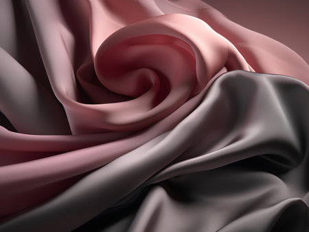 Closeup of rippled satin fabric background. 3d render illustrationの素材
