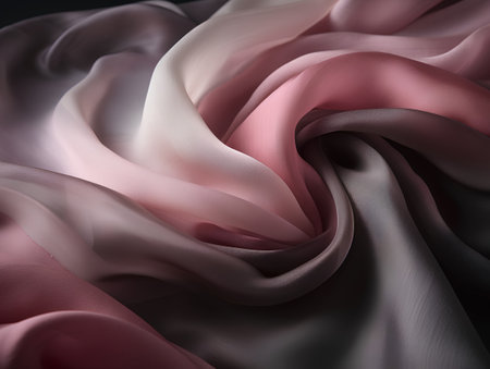 closeup of a pink and white satin fabric, studio shotの素材