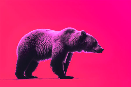 Polar bear on a pink background. 3D rendering. Illustration.の素材