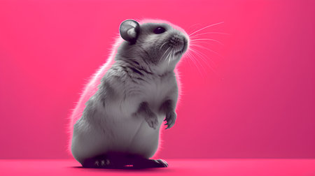 White hamster on a pink background. 3d render illustration.の素材