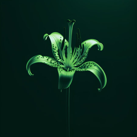 Lily flower on a dark green background. Vector illustration for your designの素材