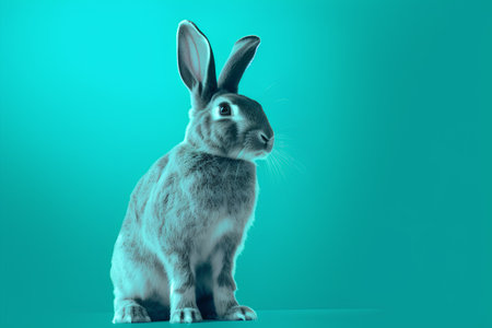 3D rendering of a rabbit isolated on green background with clipping pathの素材
