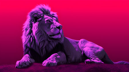 lion on a pink background. 3d render. illustration.の素材