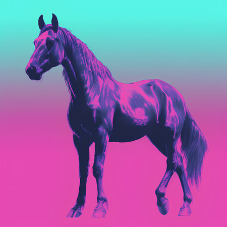 Horse silhouette on colorful background. Side view. 3d renderingの素材